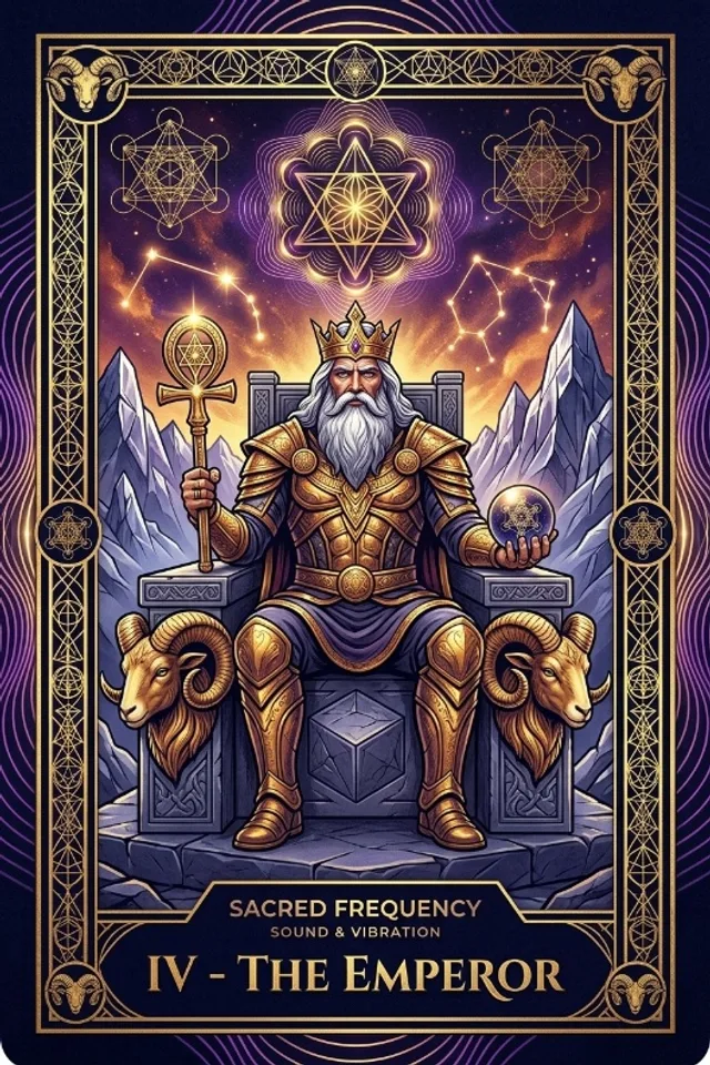 The Emperor tarot card — original artwork from the Sacred Frequency deck