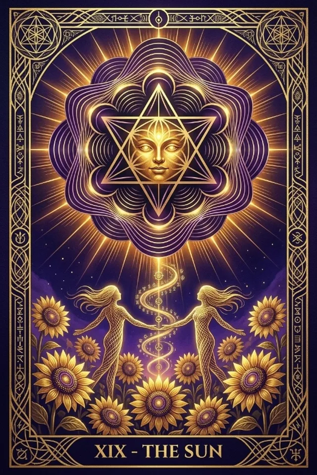 The Sun tarot card — original artwork from the Sacred Frequency deck
